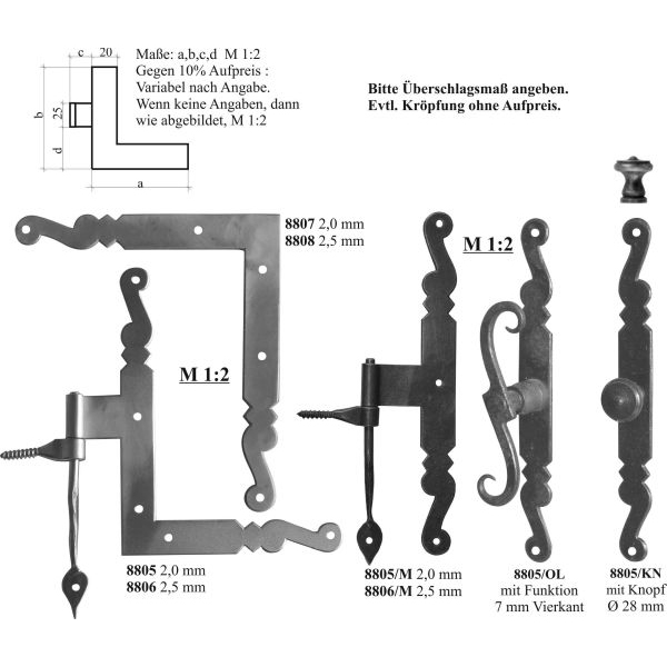 Zierwinkel, 2,0mm stark, Eisen, Fensterbeschläge Kastenfenster Bild 3