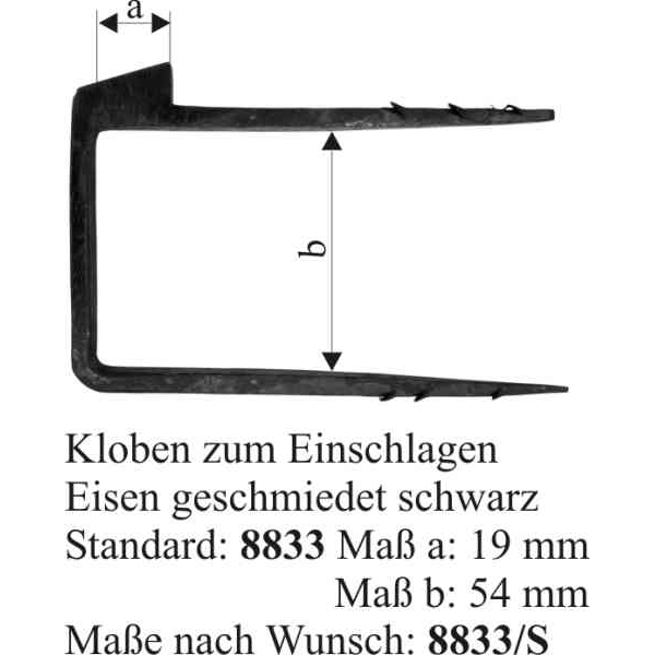 Kloben zum Einschlagen, Maße nach Wunsch, Einschlagkloben, Eisen matt schwarz lackiert Bild 3