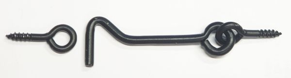 Fensterladenhaken, Windhaken, Fensterladen Haken, Sturmhaken mit Öse, Eisen schwarz