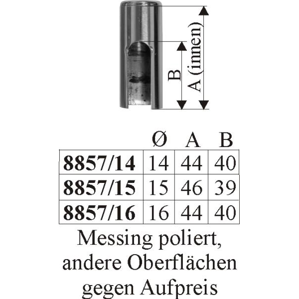 Zierhülse, Aufsteckhülse für Einbohrbänder nostalgische, Messing poliert lackiert, Innendurchmesser 14mm Bild 3