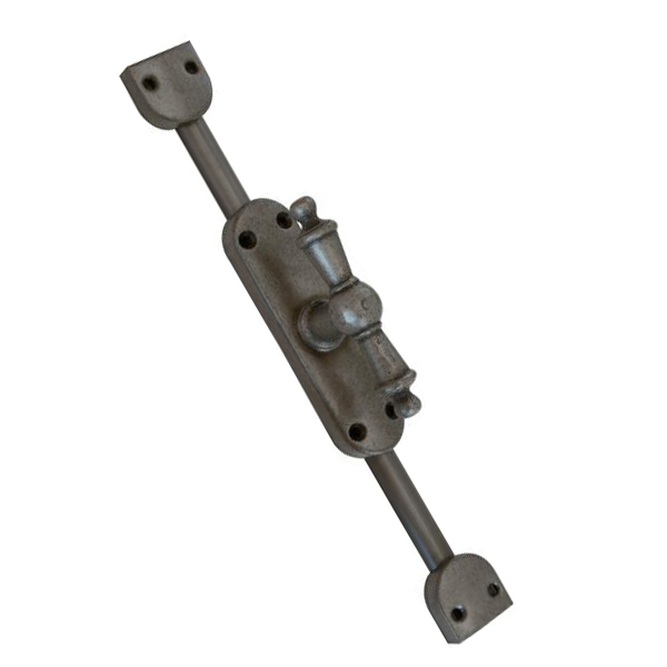 Fenstergetriebe antik, Basquilverschluß, Eisen altgrau, für linkes Fenster, bis 2,4 Meter