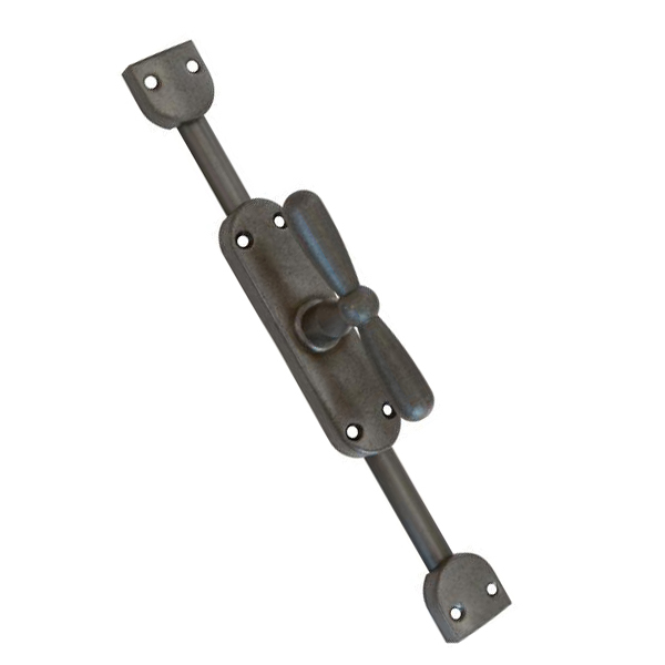 Fenstergetriebe antikes, Basquilverschluß, Eisen altgrau, für linkes Fenster, bis 2,4 Meter