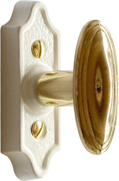 Fenstergriffe antike, Fensteroliven alte, weiß lackiert und Messing poliert lackiert, Fensterbeschläge historisch alt (SL)