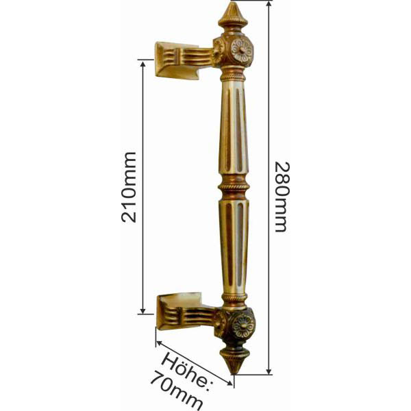 Stoßgriff antik, Messing gegossen und poliert unlackiert, Höhe: 285mm