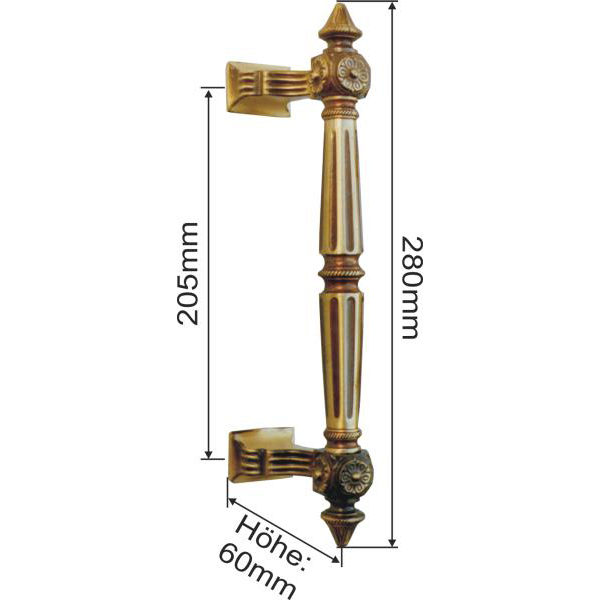 Stoßgriff antik, Messing gegossen und patiniert, Höhe: 285mm Bild 3