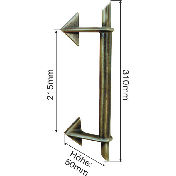 Stoßgriffe antik, alte, aus Messing gegossen dann alt patiniert, Höhe: 310mm Bild 3