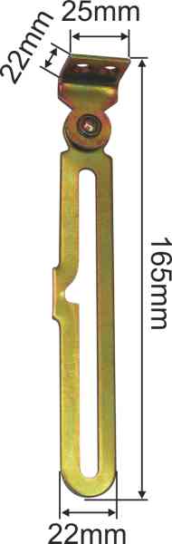 Kippflügelschere für Oberlicht, Kippflügelfenster Eisen verzinkt, links, mit Anschraubplatte und Führungshaken Form B Bild 3