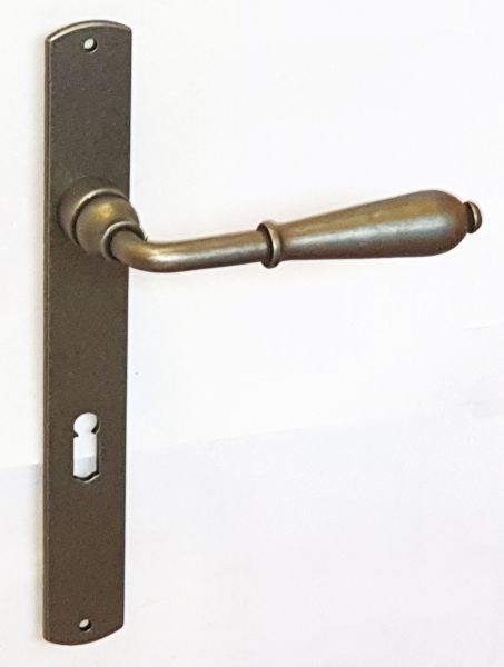 Türbeschläge Jugendstil, Eisen altgrau, Landhaustürgriff mit Türschild, antike Türbeschläge für eine alte Tür