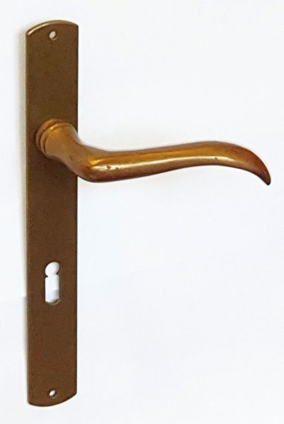 Antike Türbeschläge Jugendstil, Messing patiniert, Landhaustürklinke mit Türschild, Türbeschläge für eine alte Tür