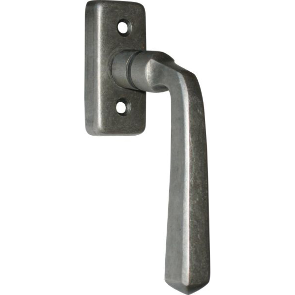 Fenstergriff rastbar, Fensteroliven glattes Eisen altgrau, matt klar lackiert, auch für Balkontür