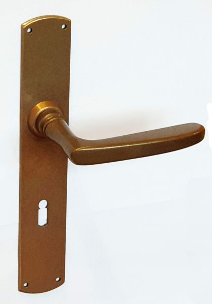 Antik Türbeschläge Jugendstil, Messing patiniert, Landhaus Türklinke mit Türschild, Türbeschlag für eine alte Türseite