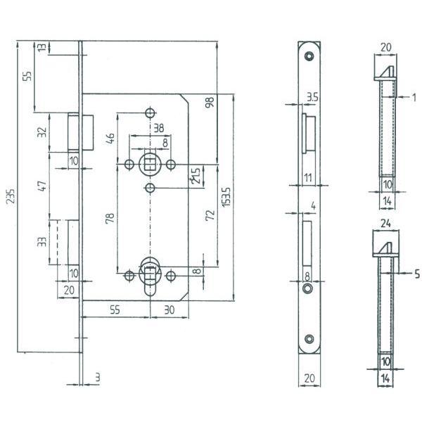 Einsteckschloss für Eingangstür, PZ 72mm, DIN rechts Bild 3