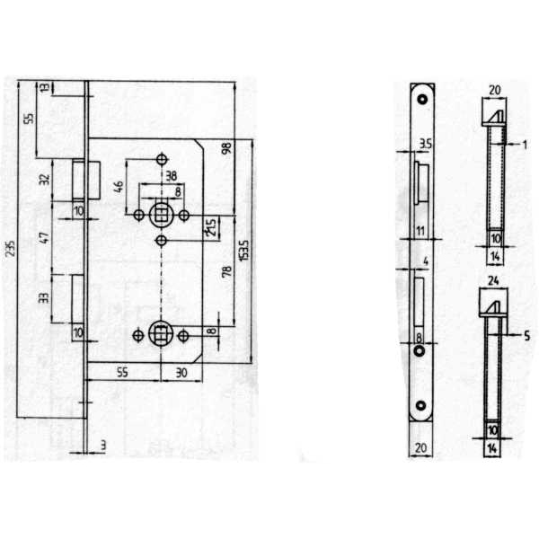 Einsteckschloss WC 78mm, mit Messingstulpe geschliffen, DIN links Bild 3