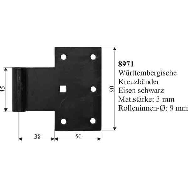 Württembergisches Kreuzband, galvanisch verzinkt, schwarz, Fensterladenscharnier alt, Fensterladen Scharnier antik Bild 3