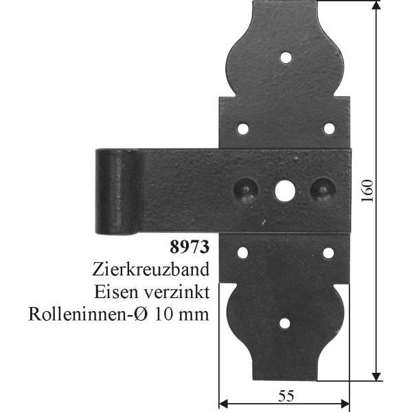 Zierkreuzband galvanisch, schwarz, Fensterladenscharnier alt, Fensterladen Scharnier antik. Ladenband Bild 3