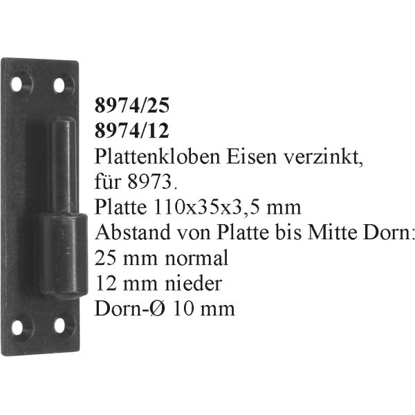 Plattenkloben, Fensterladenkloben, Haken für Fensterladenbänder, hoch, in Eisen schwarz Bild 3