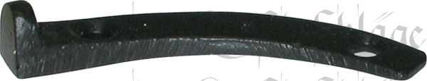 gebogenes konisches Streifblech, Streichblech für Reiber, Reibeblech, Eisen gegossen, matt schwarz lackiert, links