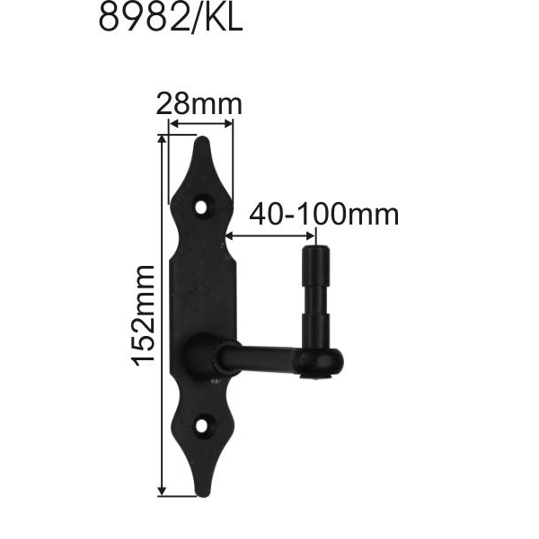 Verstellbarer Kloben für sehr starke Laibung, Eisen schwarz, Fensterladenkloben, Kloben verstellbar für Fensterladenband, Fensterladenbänder Bild 3