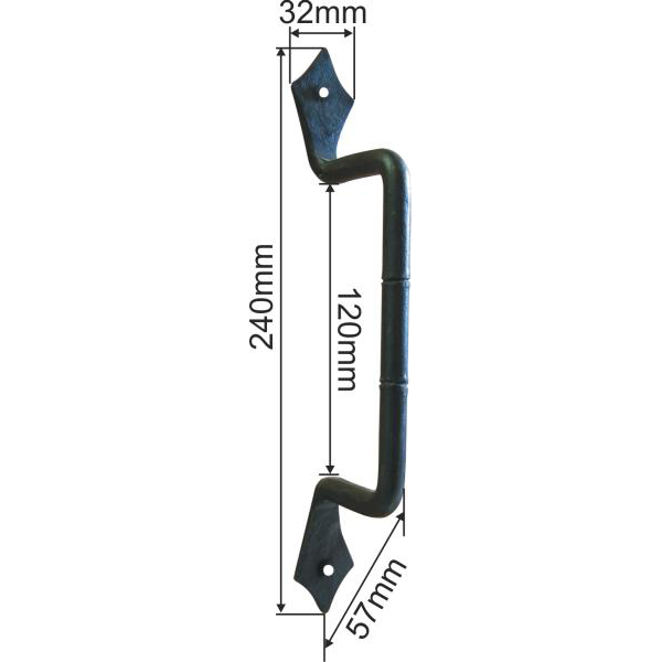 Stoßgriff antik, Schiebetürbügelgriff in Eisen geschmiedet schwarz Bild 3