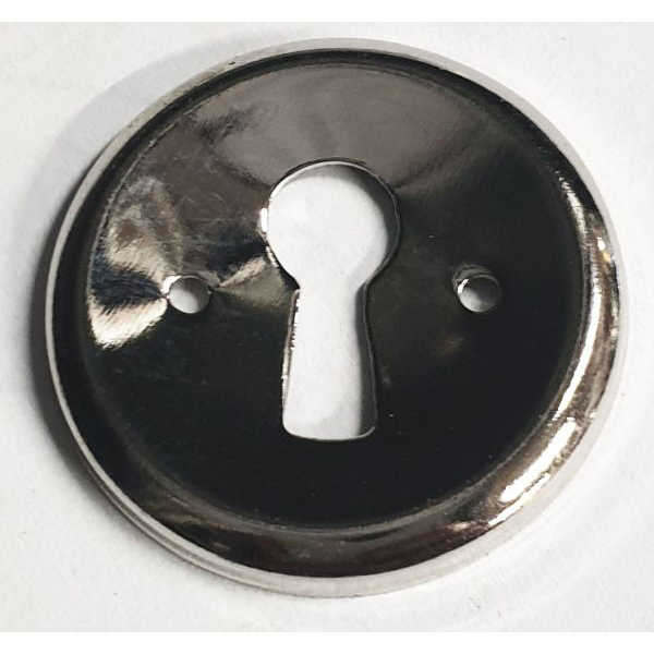 Schlüsselschild antik, Messing vernickelt, Schlüsselblende, Schlüsselblech