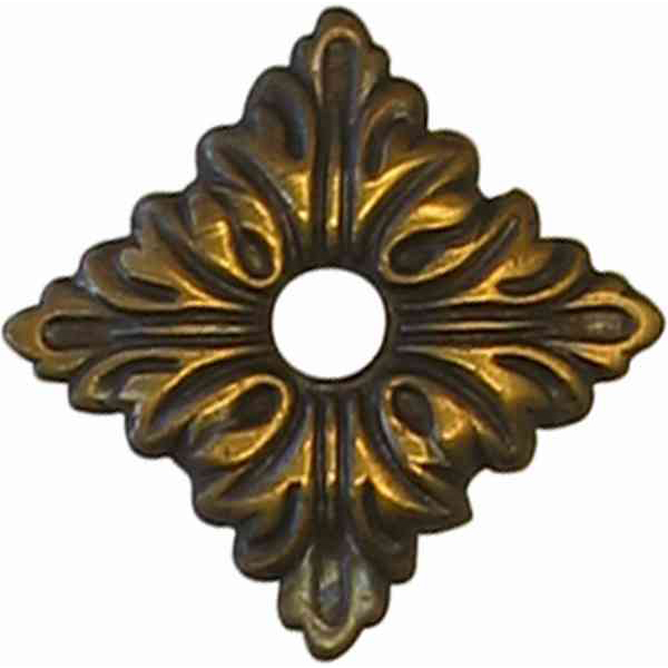 alte antike Rosette, 20 mm, Messing patiniert