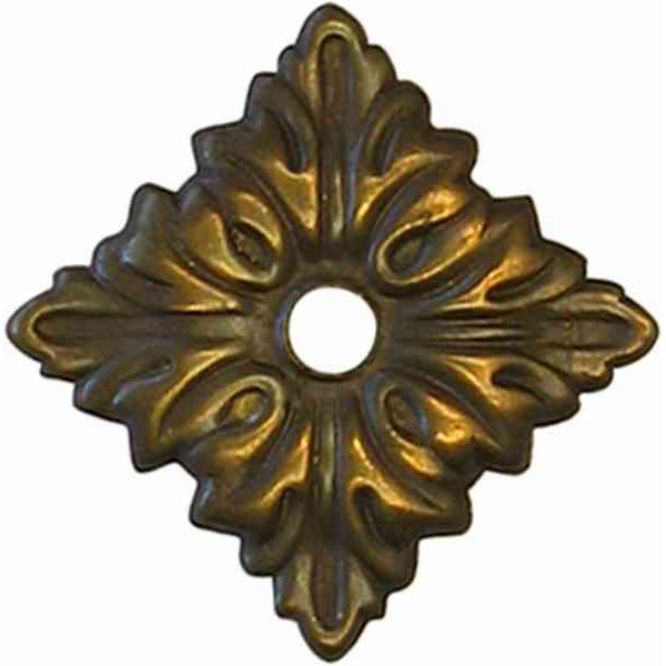 alte antike Rosette, 28 mm, Messing patiniert