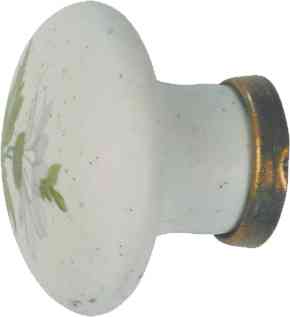 Porzellanknopf historisch, Ø 31 mm, bemalt, mit altvermessingtem Sockel Bild 2