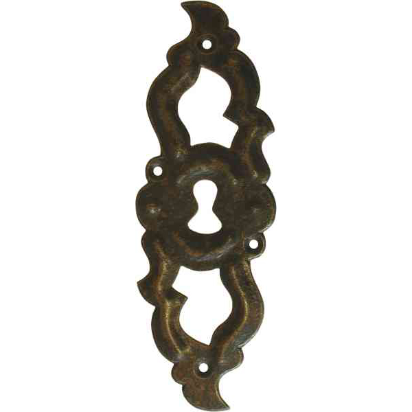 Rustikales altes Schlüsselschild aus Eisen getrieben, gerostet und gewachst