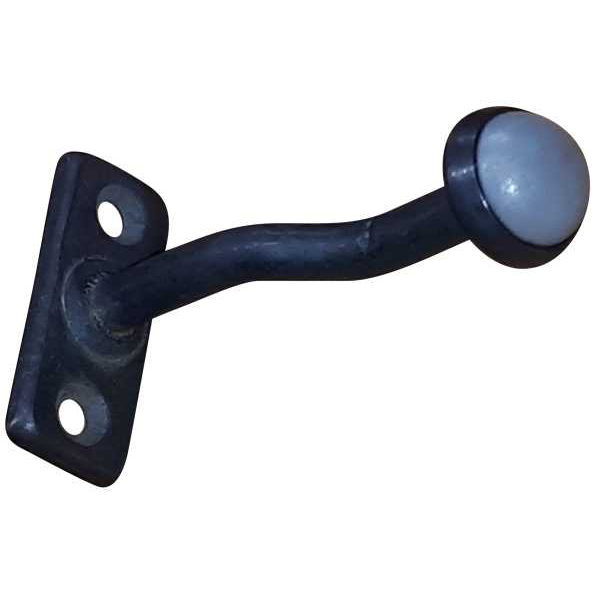 Fensterpuffer mit Anschraubplatte 45x20x4mm, gekröpft, Eisen geglüht gewachst mit hellgrauem Gummianschlag für Fenster. Bild 2