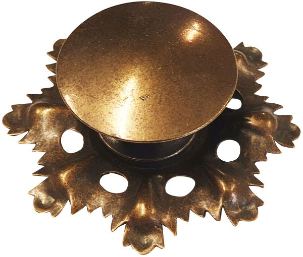 Möbelgriffe antik, Knopfgriff, Messing patiniert, aus dem Biedermeier, mit Knopf Ø32mm