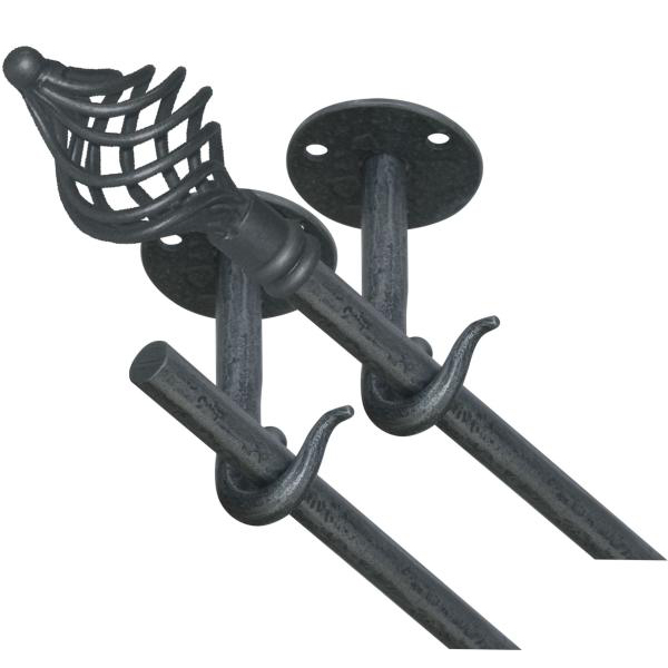 Zweiläufige Vorhangstange, Gardinenstange für Deckenmontage, Eisen