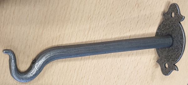 Einläufiger Halter für Vorhangstangen verlängert, Gardinenstangen, Eisen altgrau, ohne Rosette Bild 2