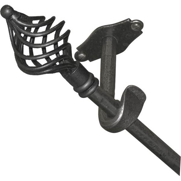 Einläufige Vorhangstange, Gardinenstange für Deckenmontage, Eisen