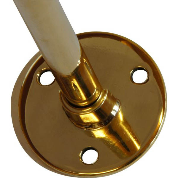 seitlicher Vorhangstangenwandhalter, Gardinenstangenwandhalter, Messing poliert, alt
