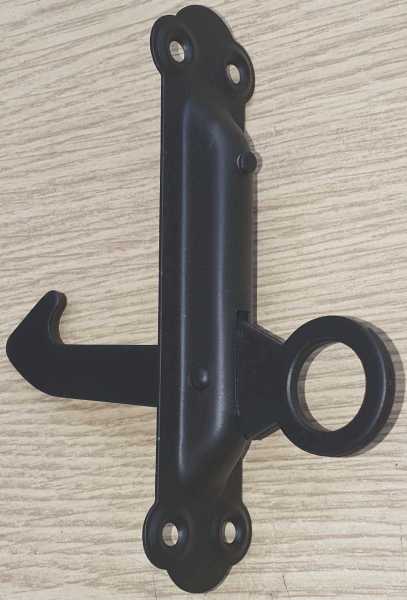 Windfalle für Klappläden, Eisen schwarz, federnder Verschluss für Fensterläden, mit Führungsblech