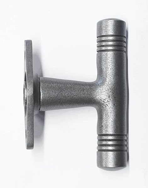 Fensterolive Gusseisen antik, Kreuzolive alte Eisen gegossen altgrau patiniert, matt klar lackiert, schönes Jugendstilmodell Bild 2