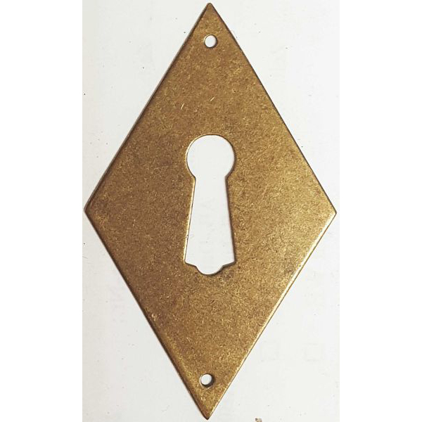Schlüsselschild handgefertigt, Raute Messing patiniert. Aus Blech in Handarbeit produziert, Einzelstück, nur noch 1 Stück verfügbar (HL)