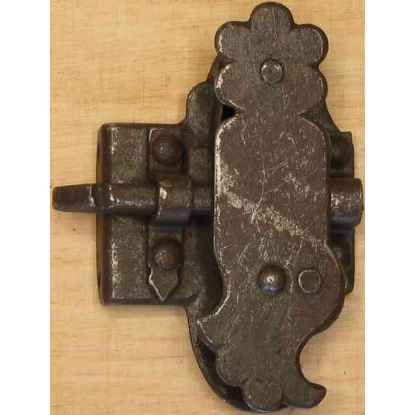 Schrankschloss, Eisen rostig, Dorn 30mm links, antik, alt (L)