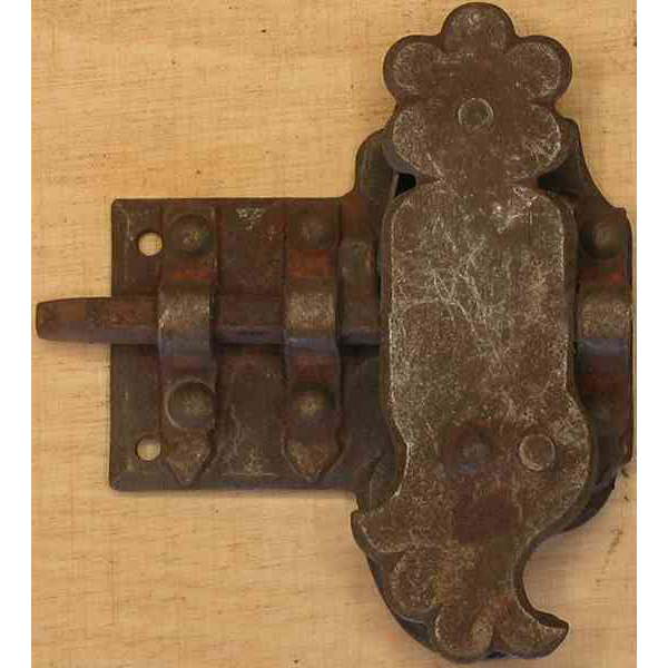 Schrankschloss, Eisen rostig, Dorn 45mm links, antik, alt (L)