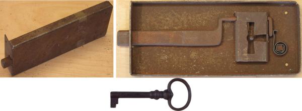 Kasten- und Schubladenschloss, Dorn 110mm, antik, alt, Einzelstück, keine weiteren lieferbar (L)
