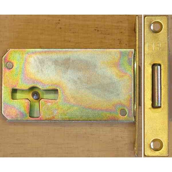 Einsteckschloß, Dorn 60mm, links, antik, alt, eckiges Stulpblech 68x12,5 mm mm (L)