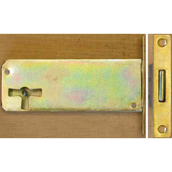 Einsteckschloß, Dorn 80mm, links, antik, alt, eckiges Stulpblech 68x12,5 mm mm (L)