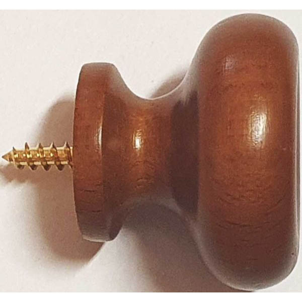 Knopf, Buche nussbaumfarben lackiert, Ø 40mm, antiker Möbelknopf aus Holz, mit Linsenkopfschraube, Einzelstück, nur 1 x verfügbar (L) Bild 2