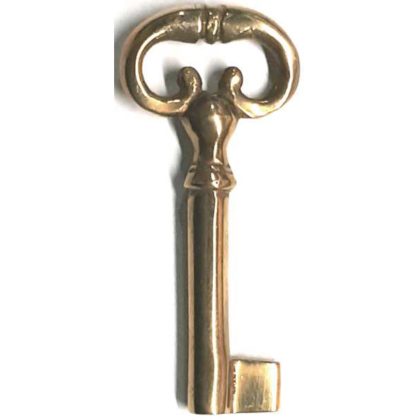 Nostalgischer alter Schlüssel in Messing poliert, Bohrung: 3,8mm, Außendurchmesser 6mm