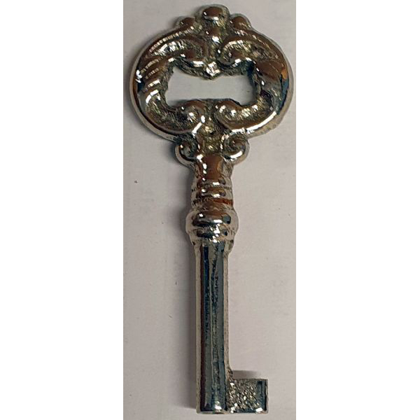 Kleiner Schlüssel vernickelt, antik, alt, mit geradem Bart 5x5mm, Außendurchmesser 4mm