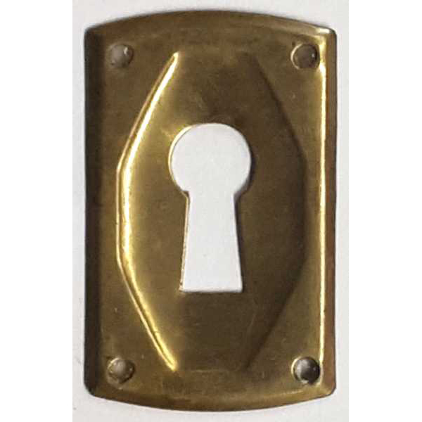 Schlüsselschild, Messing, aus Blech gestanzt und geprägt, original alter Beschlag