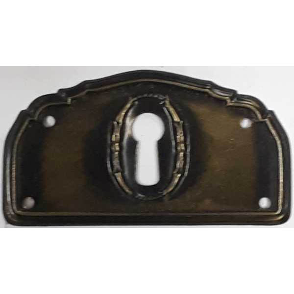 Schlüsselschild, Messing, aus Blech gestanzt und geprägt, original alter Beschlag