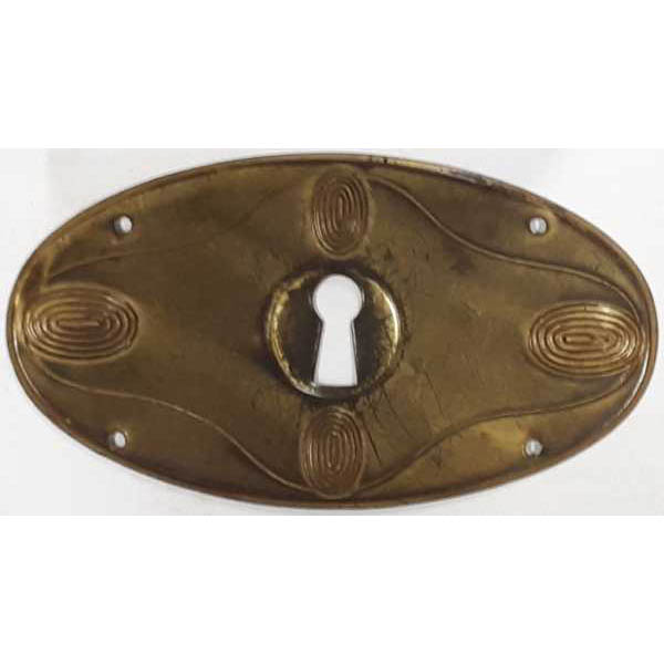 Schlüsselschild, Messing, aus Blech gestanzt und geprägt, original alter Beschlag, Einzelstück, nur 1 Stück verfügbar