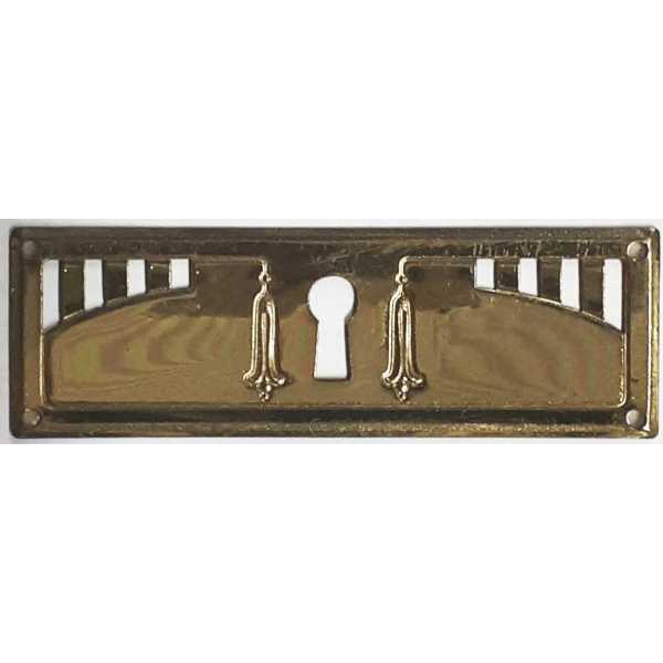 Schlüsselschild, Messing poliert, aus Blech gestanzt und geprägt, original alter Beschlag, Einzelstück, nur 1x verfügbar