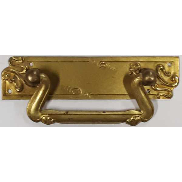 Griff Jugendstil, Messing roh, mit Bügel und Kloben, original alter Beschlag, Einzelstück, nur 1x verfügbar